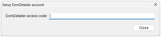 Scrapebox DomDetailer API key field and Close button